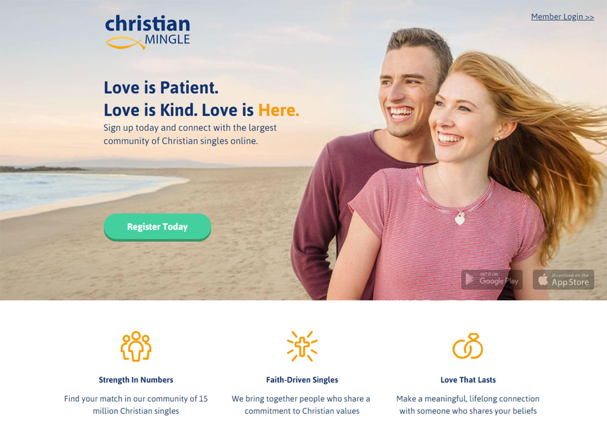 Christian Mingle Homepage Screenshot