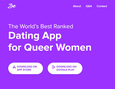 Zoe Dating App Homepage Screenshot