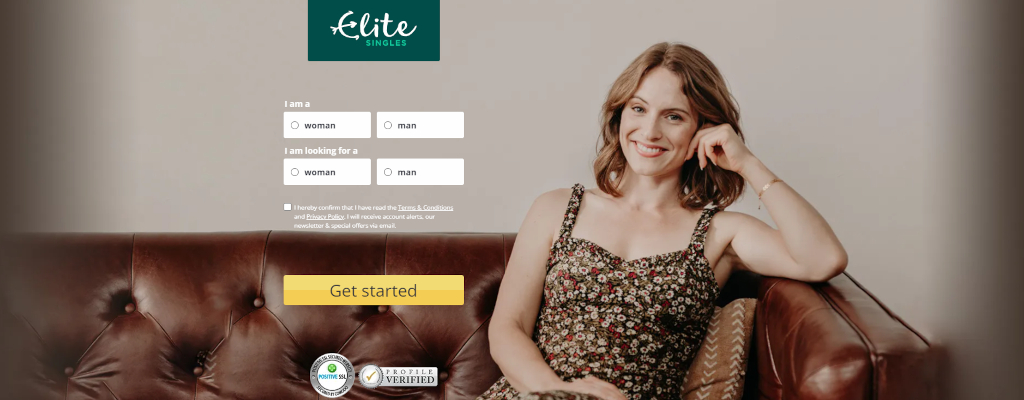 Elite Singles Homepage Screenshot