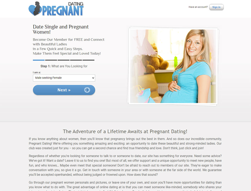 PregnantDating.com Screenshot