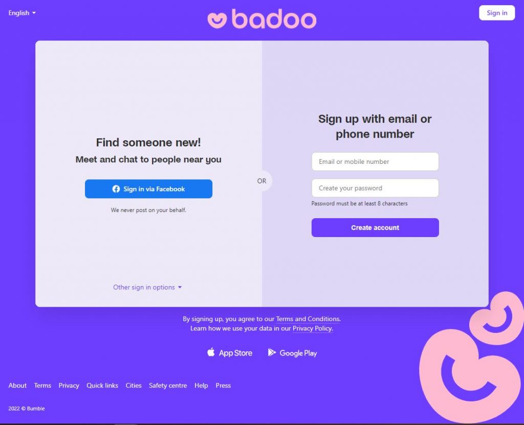 Badoo Browser App Screenshot