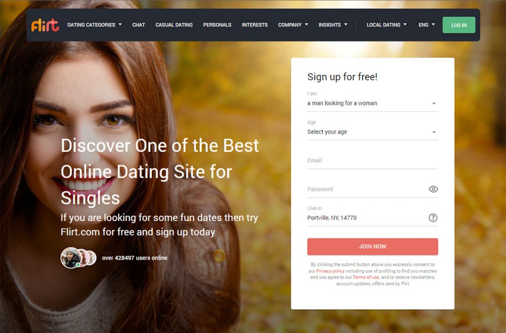 Flirt.com Homepage Screenshot
