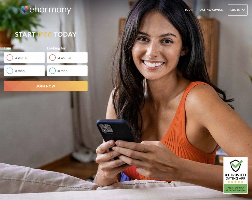 eHarmony Dating Site homepage